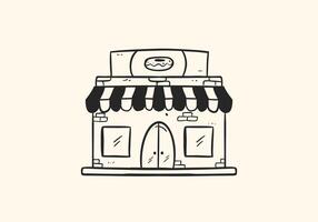 doughnut and bakery store front hand drawing doodle illustration vector