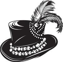 Decorated hat for Mardi Gras silhouette in black style, clean and simple vector