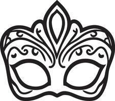 Mardi Gras mask icon in black line style vector
