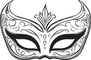 A stylish black and white mask with intricate embellishments for a carnival. vector