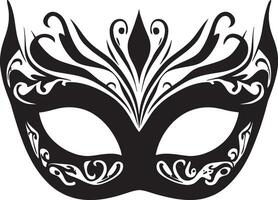 Mardi Gras mask silhouette in black style, clean and simple vector