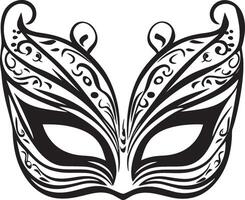 Mardi gras mask clean simple linear outline black illustration vector