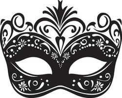 A detailed masquerade mask in black and white with artistic flourishes. vector
