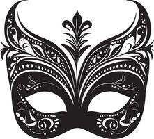 Minimalist black icon of a Mardi Gras mask vector