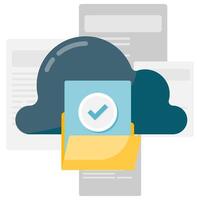 cloud computing concept, cloud storage, data backup, data upload in cloud storage successfully vector