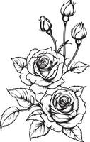 Roses flower corner style icon outline in black style, clean and simple vector
