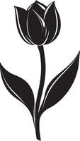 Clean and simple silhouette of a tulip flower in black format vector