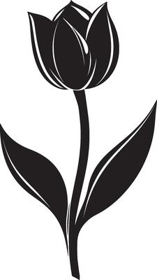 Clean and simple silhouette of a tulip flower in black format