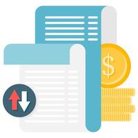 recording of cash inflows and outflows, report and financial illustrations vector