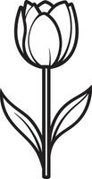 Tulip flower icon outline in black style, clean and simple vector