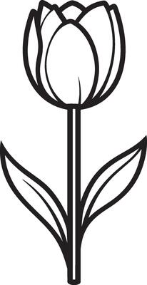 Tulip flower icon outline in black style, clean and simple