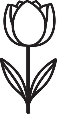 Simple black illustration of a tulip flower icon outline