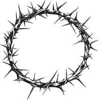 Crown of thorns clean simple linear outline black illustration vector