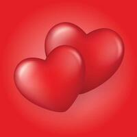 Couple of hearts on a red background for Valentines Day. Day of lovers. illustration. vector
