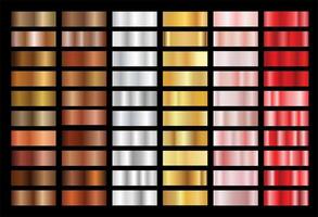 Collection of gold silver bronze red and rose gold gradient texture background vector
