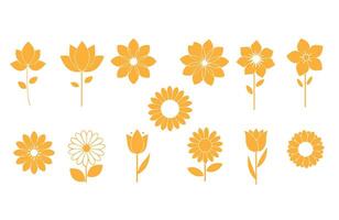 Minimalist flower set with organic shapes vector