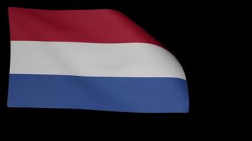 National flag of Netherlands. The flag flutters in the wind on a black background. 3D animation. video