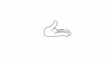 Hand performing doubting gesture outline 2D animation. So so body language symbol monochrome cartoon 4K . Showing emotions non verbally technique animated arm isolated on white background video