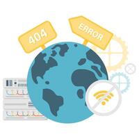 globe and internet error, internet and network disruptions vector