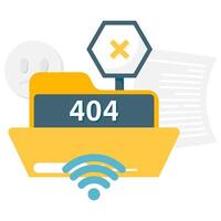 file not found, internet and network disruptions vector
