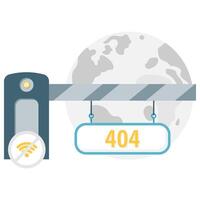 closed portal with code 404, internet and network disruptions vector