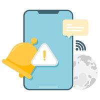 smartphone error notification, internet and network disruptions vector