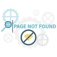 page not found with gear , internet and network disruptions vector