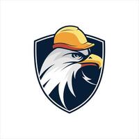 An eagle with a hard hat on its head vector