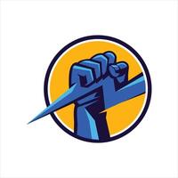 A fist holding a knife in a circle vector