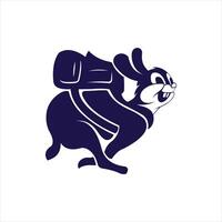 A rabbit with a backpack running in the background vector