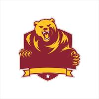 A bear mascot with a banner on the front vector