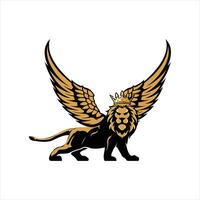 Lion with wings logo design vector