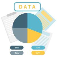 division with pie chart, business and financial analysis vector