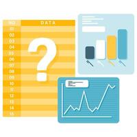 data table and bar chart, business and financial analysis vector