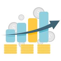 bar chart with coin element, business and financial analysis vector