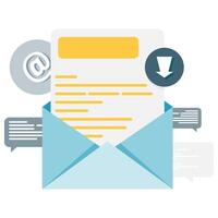 Envelope and incoming email, online interaction and communication vector