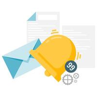Online notification bell, online interaction and communication vector