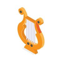 Customizable isometric icon of lyre in modern design style vector