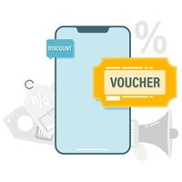 smartphone with a digital voucher vector