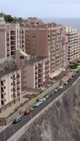 Aerial view of the town of Radazul on the coast of Tenerife island, Canary Islands, Spain, vertical footage video