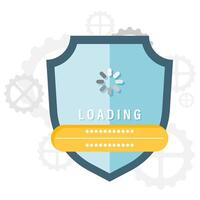 loading login process with a shield, digital security and access points vector