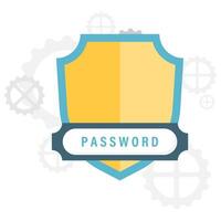 password security and shield, digital security and access points vector