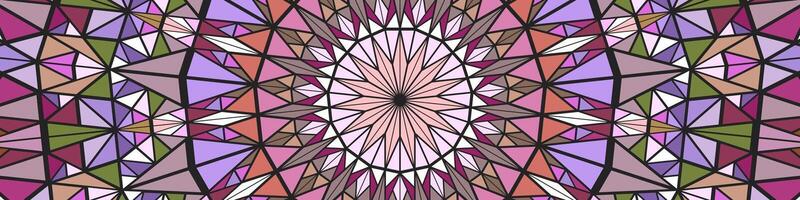 Dynamic round tiled triangle mosaic pattern mandala background - circular multicolored abstract hypnotic design vector
