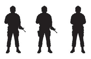 Tactical Military Squad Standing in Shadows vector