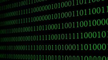 The digital background showcases a pattern of cascading binary code in bright green against a dark backdrop, emphasizing a modern technological theme. video