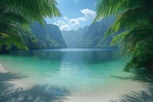 Tranquil Tropical Paradise with Pristine Beach and Crystal Clear Waters photo