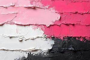 Abstract Colorful Paint Texture with Pink, White, and Black Layers for Artistic Design photo