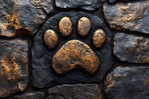 Rustic Animal Paw Print on Stone Texture Background for Natural Design photo