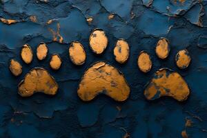 Abstract Art of Golden Paw Prints on a Textured Dark Surface - Modern Decor Design for Posters and Prints photo