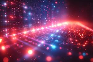 Futuristic Abstract Technology Background with Glowing Particles and Lights for Digital Design photo